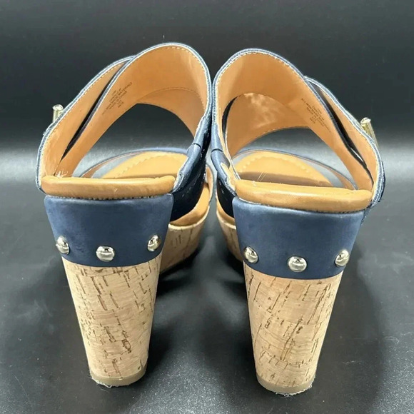 Tommy Hilfiger Wedge Women’s 10 M Blue Strap 4.5” Heel Cork Slip On - Picture 7 of 8